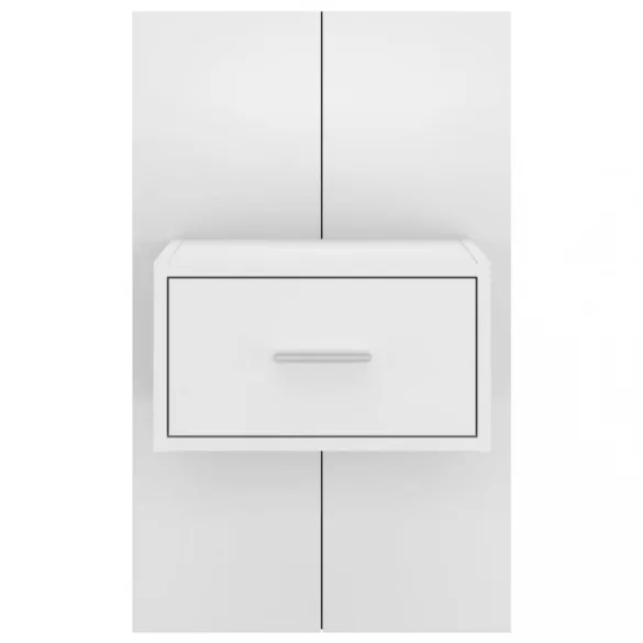 magasfényű fehér falra szerelhető éjjeliszekrény