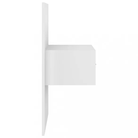 magasfényű fehér falra szerelhető éjjeliszekrény