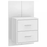 magasfényű fehér falra szerelhető éjjeliszekrény