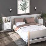 magasfényű fehér falra szerelhető éjjeliszekrény