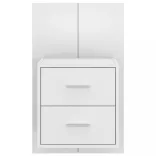 magasfényű fehér falra szerelhető éjjeliszekrény