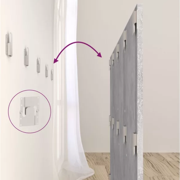 betonszürke szerelt fa ágyfejtámla 160 x 1,5 x 80 cm