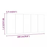 betonszürke szerelt fa ágyfejtámla 200x1,5x80 cm