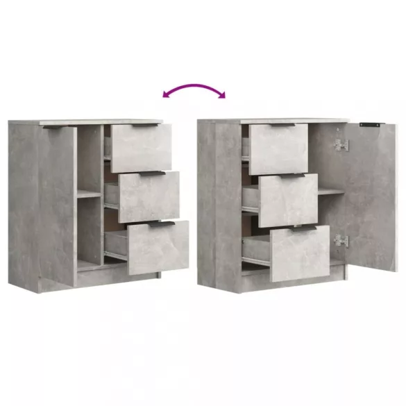 betonszürke szerelt fa tálalóasztal 60 x 30 x 70 cm
