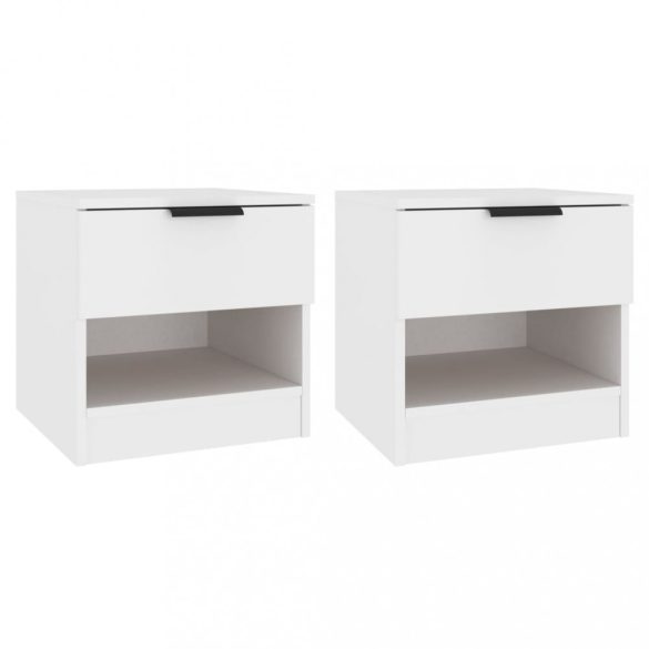 2 db fehér szerelt fa éjjeliszekrény