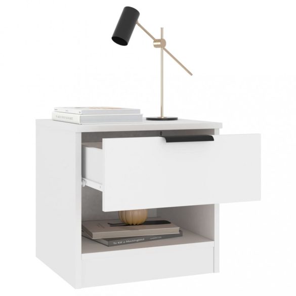 2 db fehér szerelt fa éjjeliszekrény