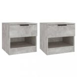 2 db betonszürke szerelt fa éjjeliszekrény