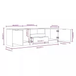 fehér, préselt fából készült TV-szekrény 140 x 35 x 40 cm