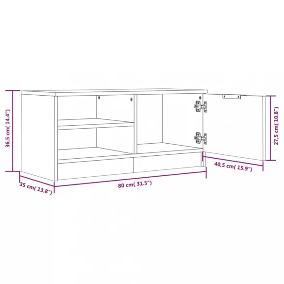 2 db fekete szerelt fa TV-szekrény 80 x 35 x 36,5 cm