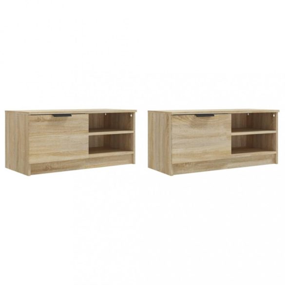 2 db sonoma-tölgy színű szerelt fa TV-szekrény 80x35x36,5 cm