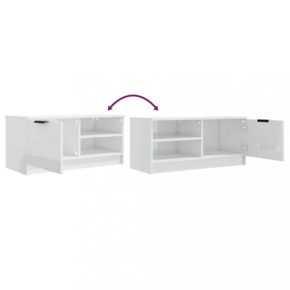 fehér magasfényű szerelt fa TV-szekrény 80x35x36,5 cm