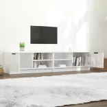 2 db magasfényű fehér szerelt fa TV-szekrény 80x35x36,5 cm