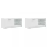 2 db magasfényű fehér szerelt fa TV-szekrény 80x35x36,5 cm
