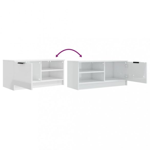 2 db magasfényű fehér szerelt fa TV-szekrény 80x35x36,5 cm