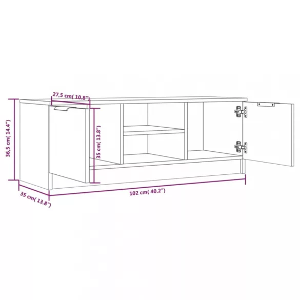 fehér szerelt fa TV-szekrény 102 x 35 x 36,5 cm
