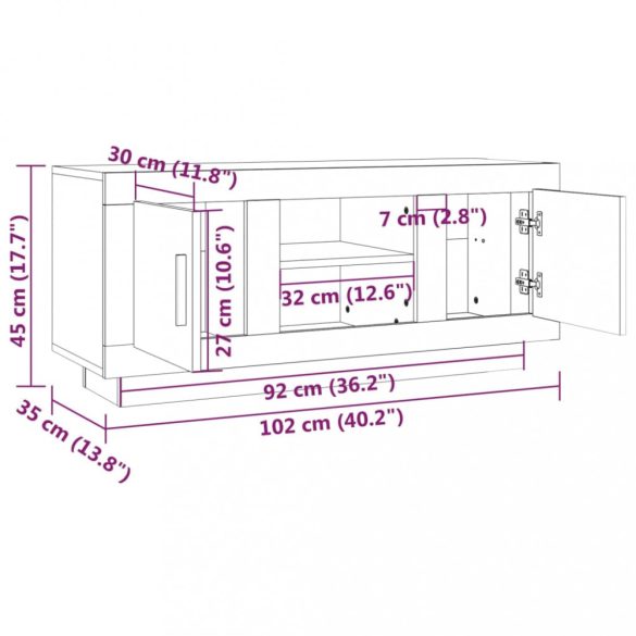 betonszürke szerelt fa TV-szekrény 102x35x45 cm