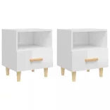2 db magasfényű fehér éjjeliszekrény 40x35x47 cm