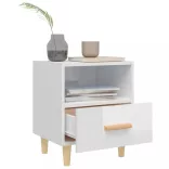 2 db magasfényű fehér éjjeliszekrény 40x35x47 cm