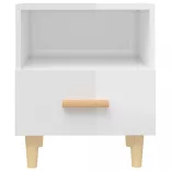 2 db magasfényű fehér éjjeliszekrény 40x35x47 cm