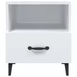 2 db magasfényű fehér szerelt fa éjjeliszekrény