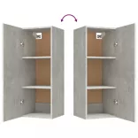 betonszürke szerelt fa faliszekrény 34,5 x 34 x 90 cm