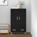 fekete szerelt fa magasszekrény 70 x 31 x 115 cm