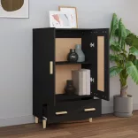 fekete szerelt fa magasszekrény 70 x 31 x 115 cm