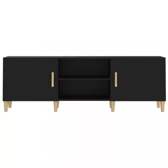 fekete szerelt fa TV-szekrény 150 x 30 x 50 cm