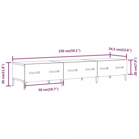 betonszürke szerelt fa TV-szekrény 150 x 34,5 x 30 cm