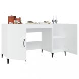 magasfényű fehér színű szerelt fa íróasztal 140 x 50 x 75 cm