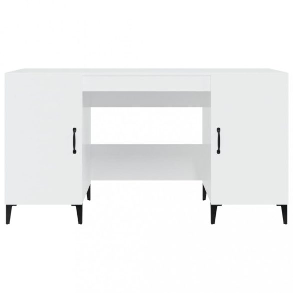 magasfényű fehér színű szerelt fa íróasztal 140 x 50 x 75 cm