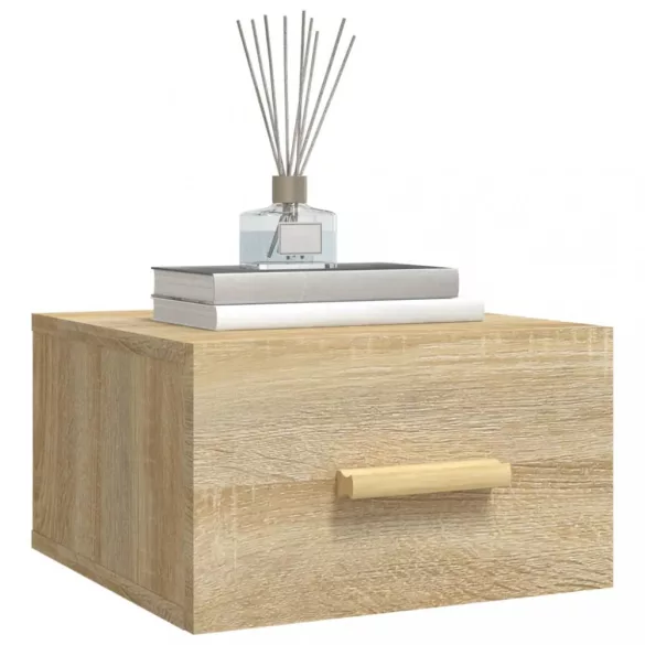 sonoma tölgy színű falra szerelhető éjjeliszekrény 35x35x20 cm