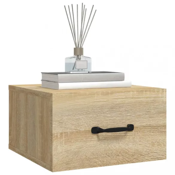 sonoma tölgy színű falra szerelhető éjjeliszekrény 35x35x20 cm