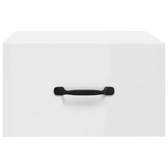 magasfényű fehér falra szerelhető éjjeliszekrény 35x35x20 cm