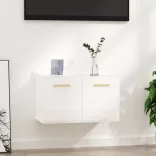 magasfényű fehér szerelt fa faliszekrény 60 x 36,5 x 35 cm