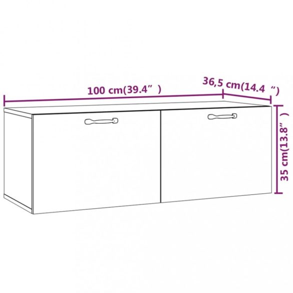 fehér szerelt fa faliszekrény 100 x 36,5 x 35 cm