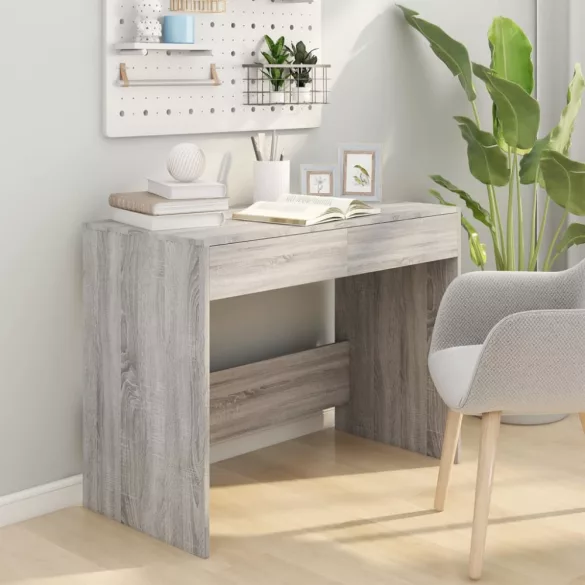 szürke sonoma színű szerelt fa íróasztal 101x50x76,5 cm