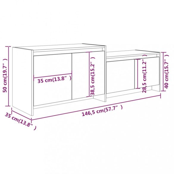 szürke sonoma szerelt fa TV-szekrény 146,5x35x50 cm