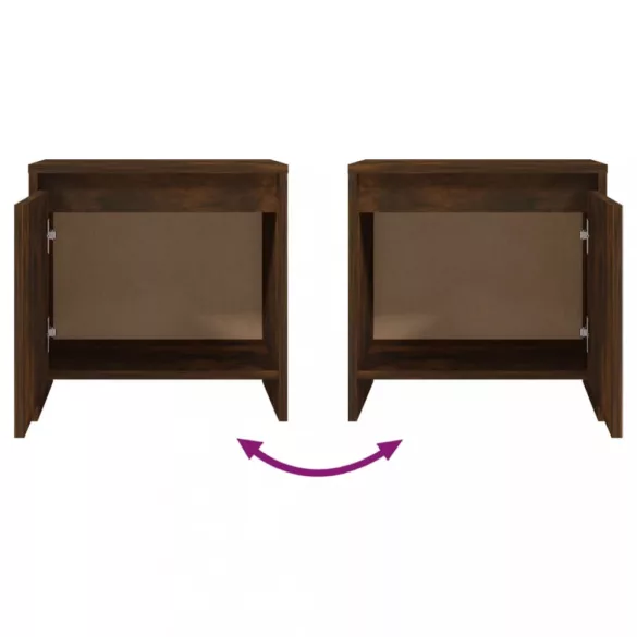 2 db füstös tölgy színű szerelt fa éjjeliszekrény 45x34x44,5 cm