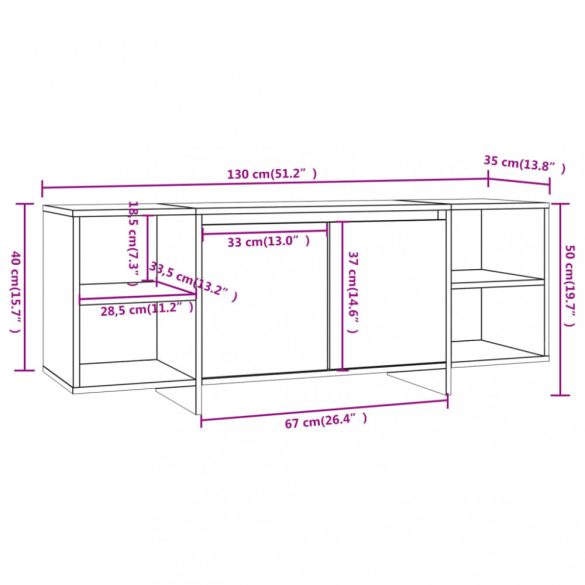 füstös tölgy színű szerelt fa TV-szekrény 130x35x50 cm