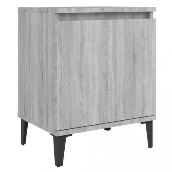 szürke-sonoma színű éjjeliszekrény fémlábakkal 40 x 30 x 50 cm