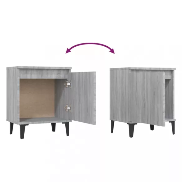 szürke sonoma színű éjjeliszekrény fém lábbal 40 x 30 x 50 cm