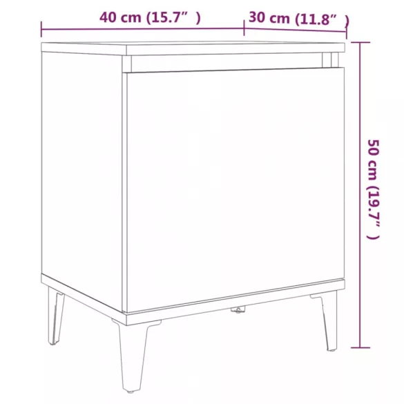 szürke sonoma színű éjjeliszekrény fém lábbal 40 x 30 x 50 cm