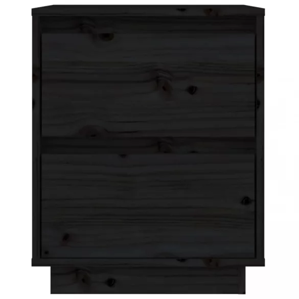2 db fekete tömör fenyőfa éjjeliszekrény 40 x 35 x 50 cm