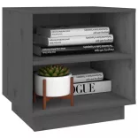 2 db szürke tömör fenyőfa éjjeliszekrény 40 x 34 x 40 cm