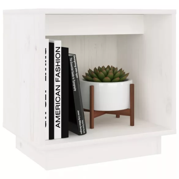 fehér tömör fenyőfa éjjeliszekrény 40 x 30 x 40 cm