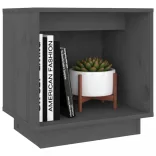 szürke tömör fenyőfa éjjeliszekrény 40 x 30 x 40 cm