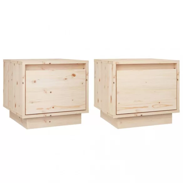 2 db tömör fenyőfa éjjeliszekrény 35 x 34 x 32 cm