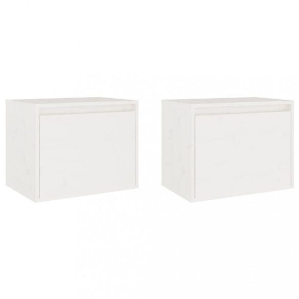 2 darab fehér tömör fenyőfa faliszekrény 45 x 30 x 35 cm