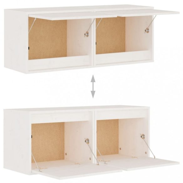 2 darab fehér tömör fenyőfa faliszekrény 45 x 30 x 35 cm